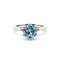 Tulip Petal Ring with Blue & White Lab Grown Diamond 1.64cts Total Weight