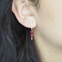 Earring Drops with Natural Rubies
