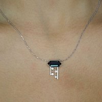 Diamond Necklace with Natural Diamond drops and Natural Blue Topaz