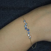 Natural Diamond Bracelet with Blue and Green Sapphires