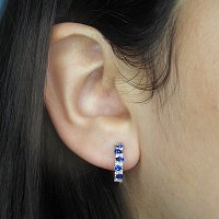 Earrings with Natural Diamonds and Natural Blue Sapphires