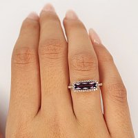 Preset Ring with Natural Diamonds and Natural Amethyst