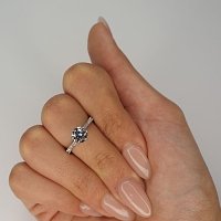 Cathedral 1ct Round IGI LG Side Stones Diamond Engagement Ring