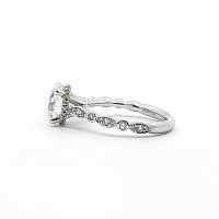 Cathedral Hidden Halo Engagement Ring with Natural Side Stones 2.18ct Total Weight