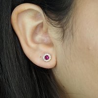 Earrings with 2 Lab Grown Rubies 0.72ct Total Weight