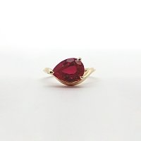 Minimal Bold Solitaire Ring with LG Red Ruby 3.68cts Total Weight