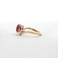 Minimal Bold Solitaire Ring with LG Red Ruby 3.68cts Total Weight
