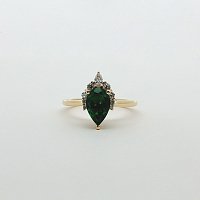 Cathedral Side Stones Ring with LG Green Emerald 2.15cts Total Weight