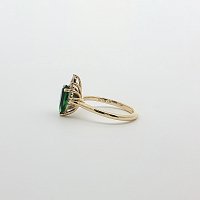 Cathedral Side Stones Ring with LG Green Emerald 2.15cts Total Weight