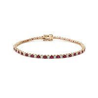 Tennis Bracelet with LG Diamonds and LG Red Ruby 4ct Total Weight