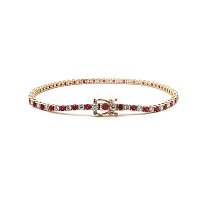 Tennis Bracelet with LG Diamonds and LG Red Ruby 4ct Total Weight
