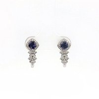 Iolite & Diamond Stud Earrings with Natural Diamond 0.63cts Total Weight