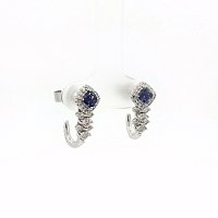 Iolite & Diamond Stud Earrings with Natural Diamond 0.63cts Total Weight