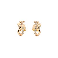 Round Lab Grown Wavy Diamond Stud Earrings 0.216ct Total Weight