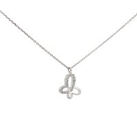 Round Lab Grown Butterfly Diamond Necklace 0.115ct Total Weight