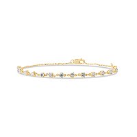 Mix Link Diamond Bracelet with Round Lab Grown 1.01ct Total Weight