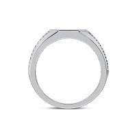 Signet Ring with Black Round Natural Diamonds 0.79ct Total Weight