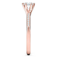 Petite Rene Bead Set Diamond Engagement Ring