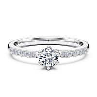 Petite Rene Bead Set Diamond Engagement Ring