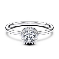 Petite Star Halo Diamond Engagement Ring