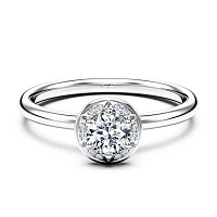 Petite Star Halo Diamond Engagement Ring