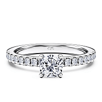 Ariel 1ct Round IGI Side Stones Diamond Engagement Ring