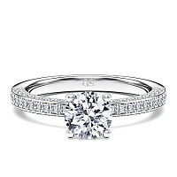 Ariel 1ct Round IGI LG Side Stones Diamond Engagement Ring