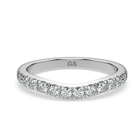 Curved Wedding Ring with Natural Diamonds 0.38ct Total Weight