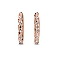 Earring Huggies with Twirling Round Lab-grown Diamonds
