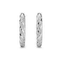 Earring Huggies with Twirling Round Lab-grown Diamonds