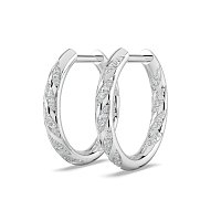 Earring Huggies with Twirling Round Lab-grown Diamonds