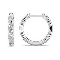 Earring Huggies with Twirling Round Lab-grown Diamonds