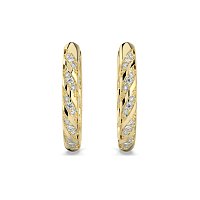 Earring Huggies with Twirling Round Lab-grown Diamonds