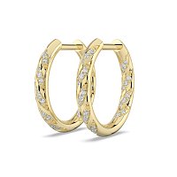 Earring Huggies with Twirling Round Lab-grown Diamonds