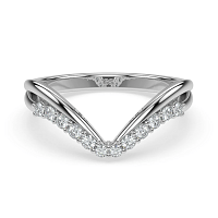 Split V-Shaped Wedding Ring with Natural Diamonds 0.2ct Total Weight