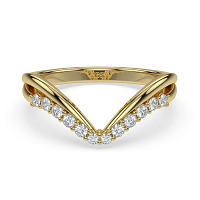 Split V-Shaped Wedding Ring with Natural Diamonds 0.2ct Total Weight