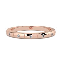 Ariel Wedding Ring with Hammer set Diamonds on Band