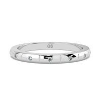 Ariel Wedding Ring with Hammer set Diamonds on Band