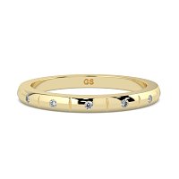 Ariel Wedding Ring with Hammer set Diamonds on Band