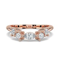 Cluster Curved Wedding Ring with Marquise & RBC Side Stones
