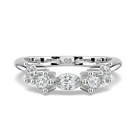 Cluster Curved Wedding Ring with Marquise & RBC Side Stones