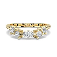 Cluster Curved Wedding Ring with Marquise & RBC Side Stones
