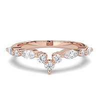 Cluster Pointy Wedding Ring with Marquise Side Stones