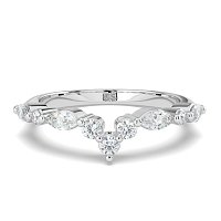 Cluster Pointy Wedding Ring with Marquise Side Stones