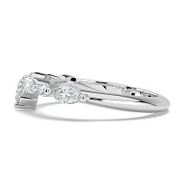 Cluster Pointy Wedding Ring with Marquise Side Stones