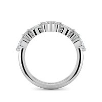 Cluster Pointy Wedding Ring with Marquise Side Stones