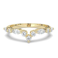 Cluster Pointy Wedding Ring with Marquise Side Stones