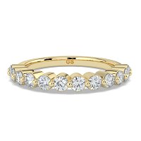 Ariel Wedding Ring with Round Prong-Set on Band
