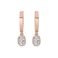 Earring Huggies with Bezel Lab-grown Diamond Drop