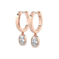 Earring Huggies with Bezel Lab-grown Diamond Drop